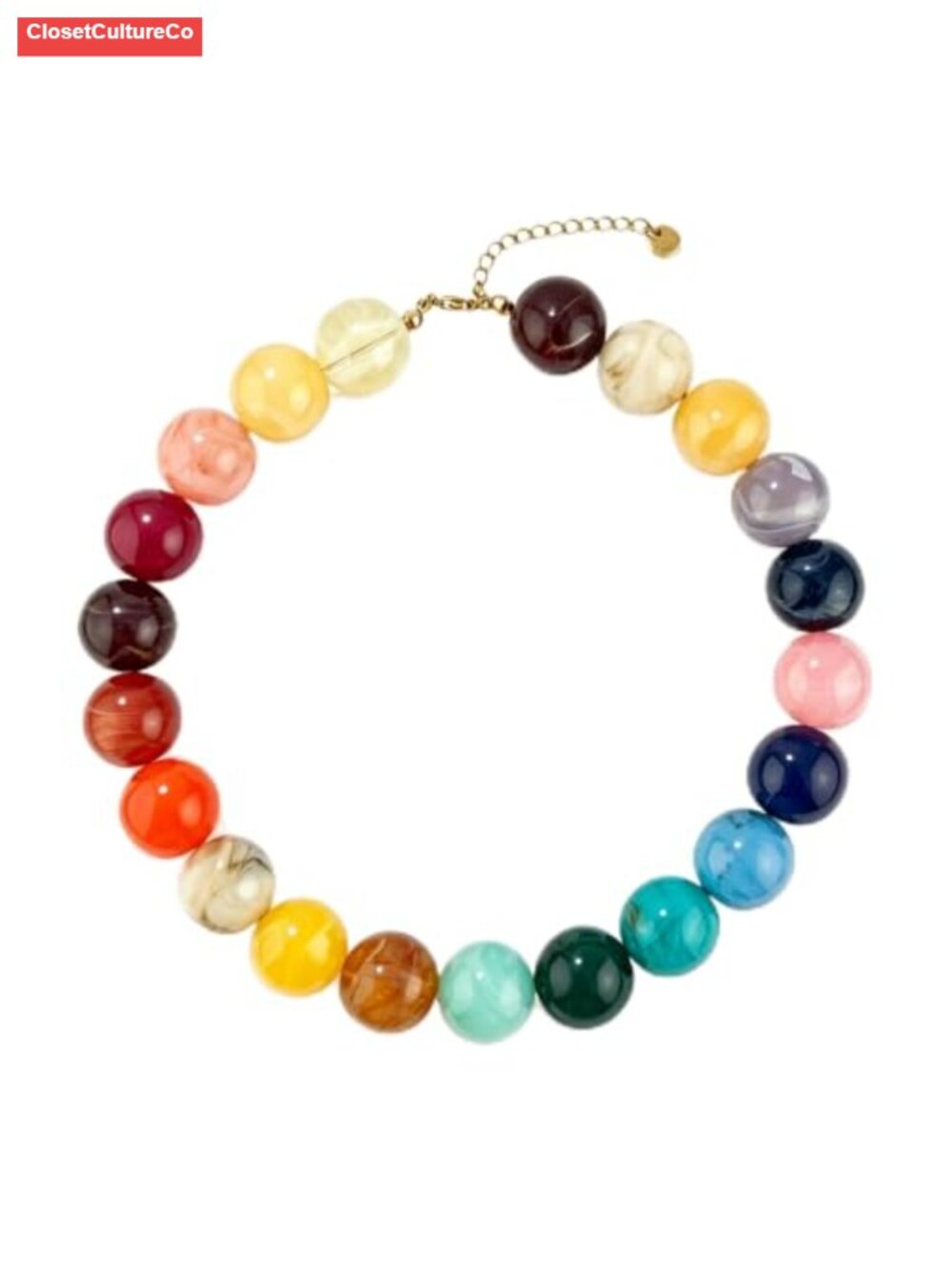 Chunky Resin Beaded Choker Necklace Adjustable Boho Statement Jewelry